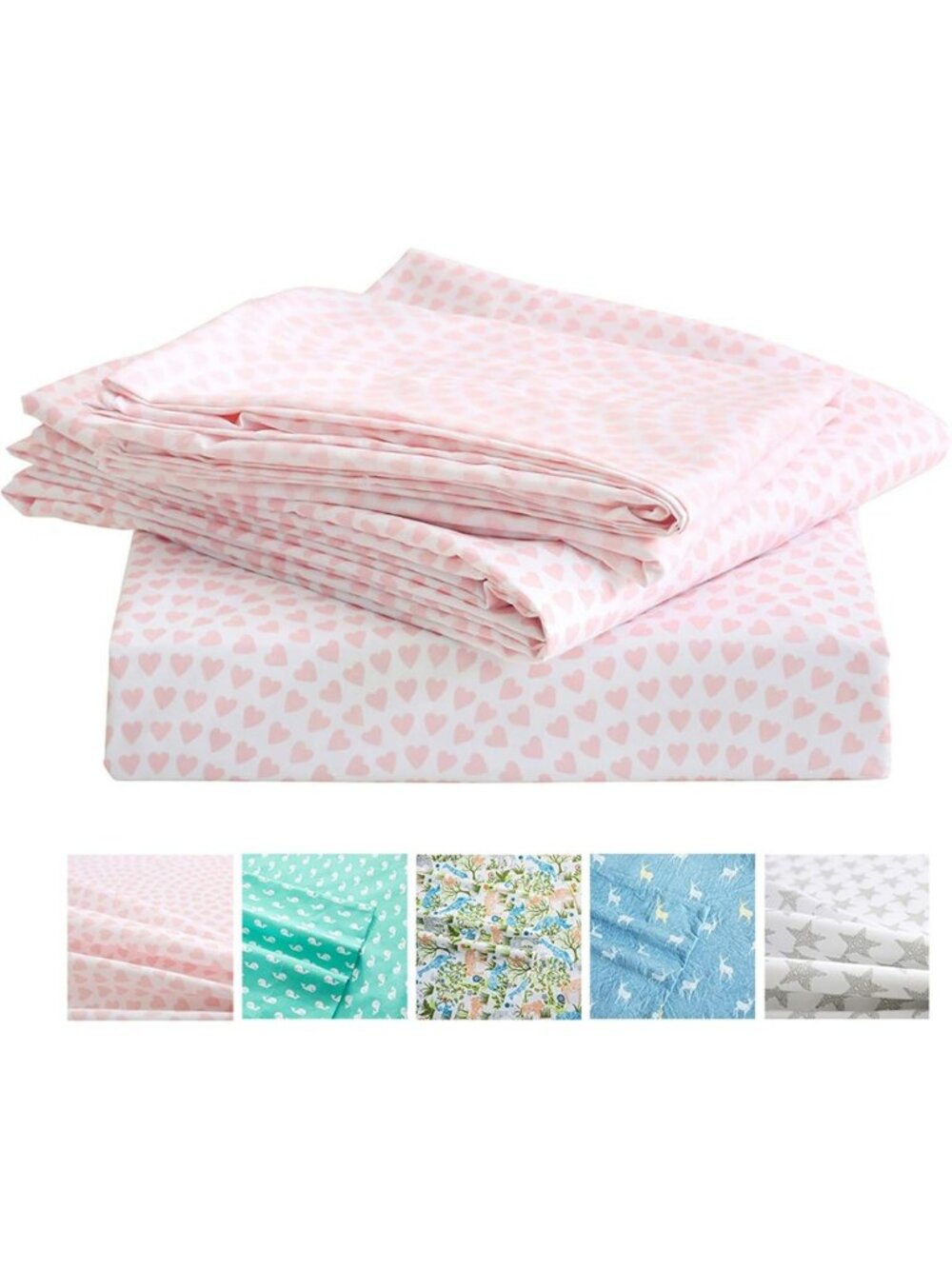 Kids Pink Heart Microfiber Sheet Set - 4-Piece Bedding for Girls' Room